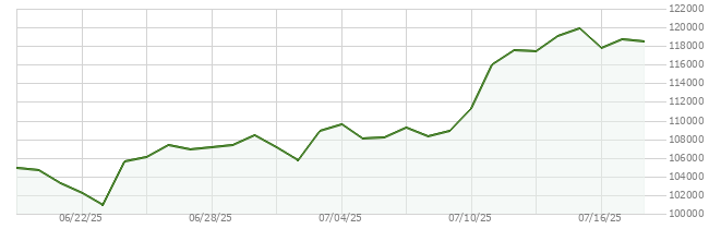 30D price chart for btc