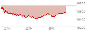 At 01:15 PM EST, the DOW last traded at 48458.27,  down 252.7 points or -0.52%, which is 178.36 points below the open, 67.36 points above the low of the day, and 246.56 points below the high of the day